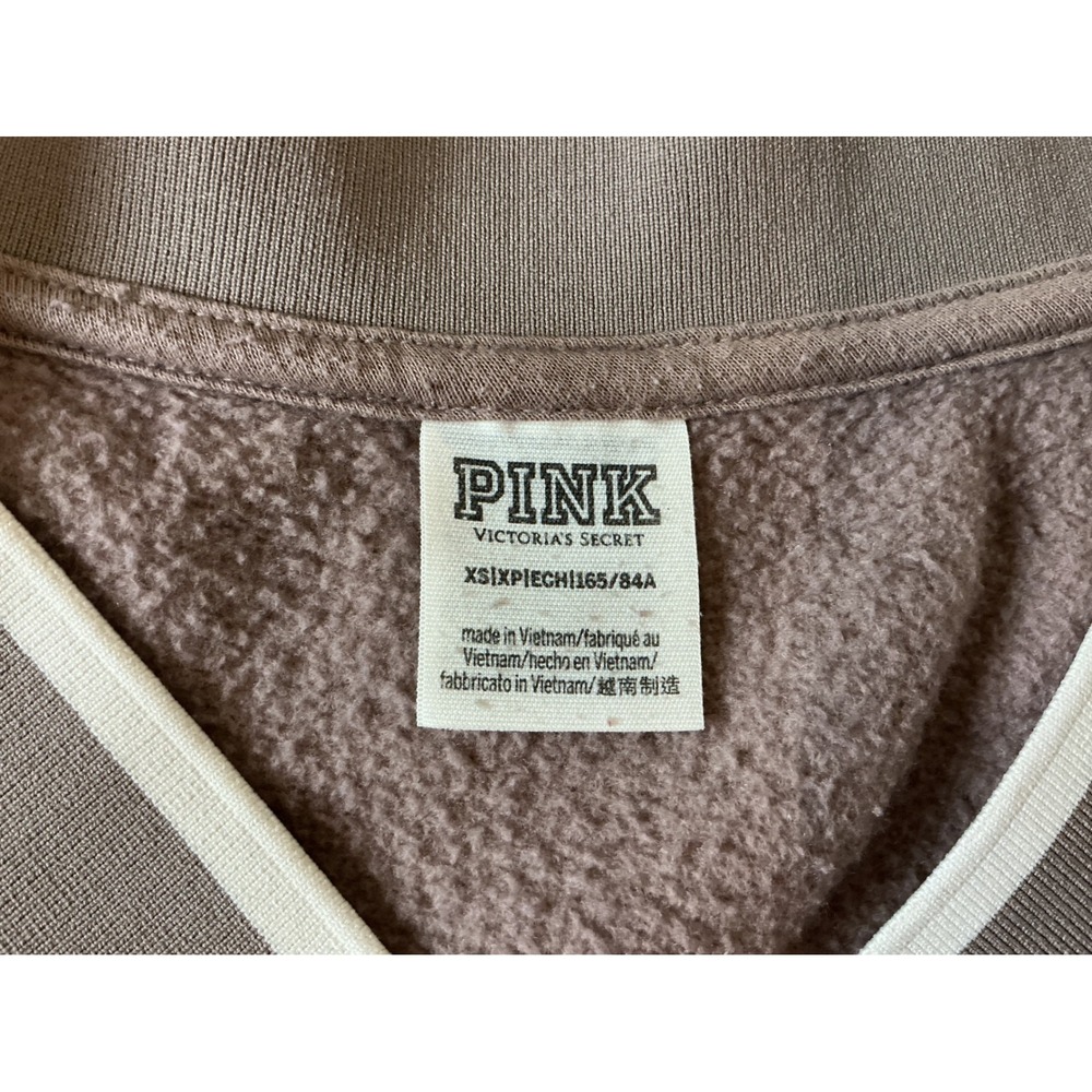 Victoria's Secret PINK Cropped V Neck Sweatshirt Long Sleeve Pullover Top - Picture 3 of 4